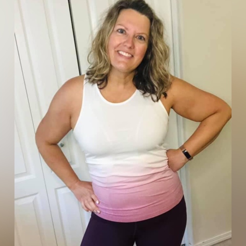 Zyia Active White and Pink Tank Size Medium